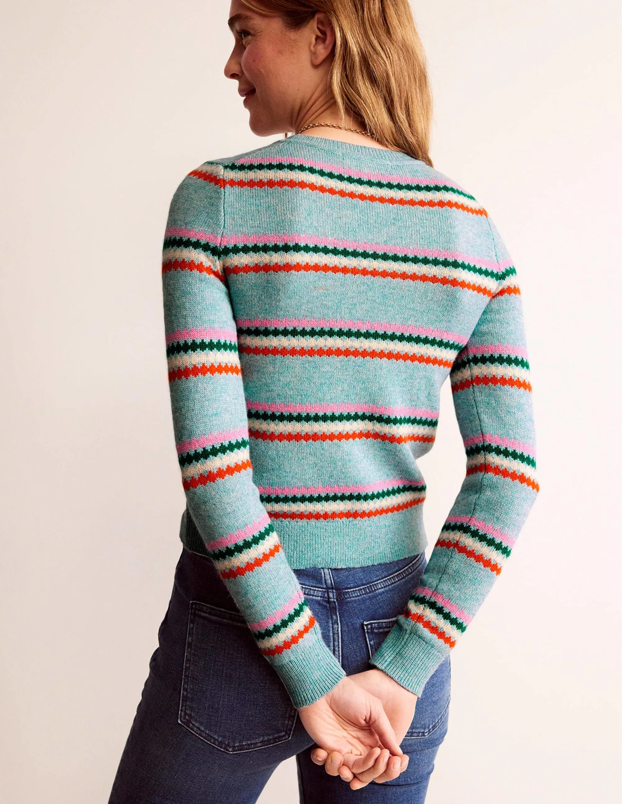 Edie Fair Isle Jumper-Blue Diamond Stripe