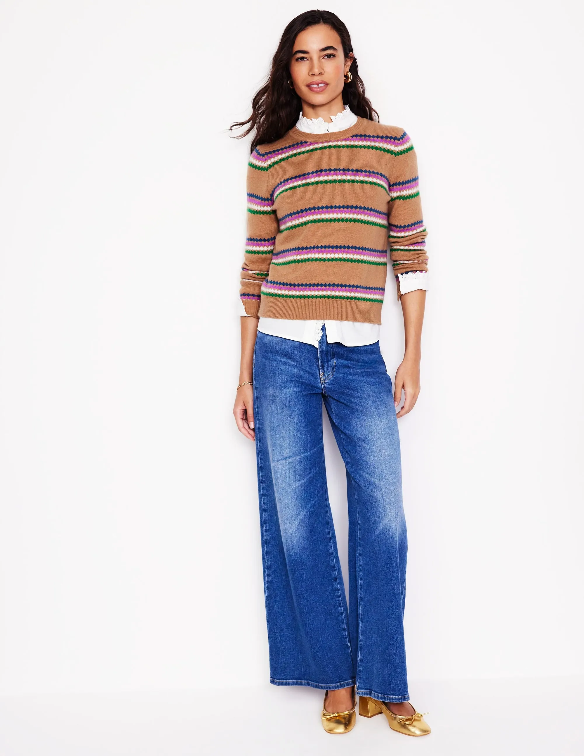 Edie Fair Isle Jumper-Camel Diamond