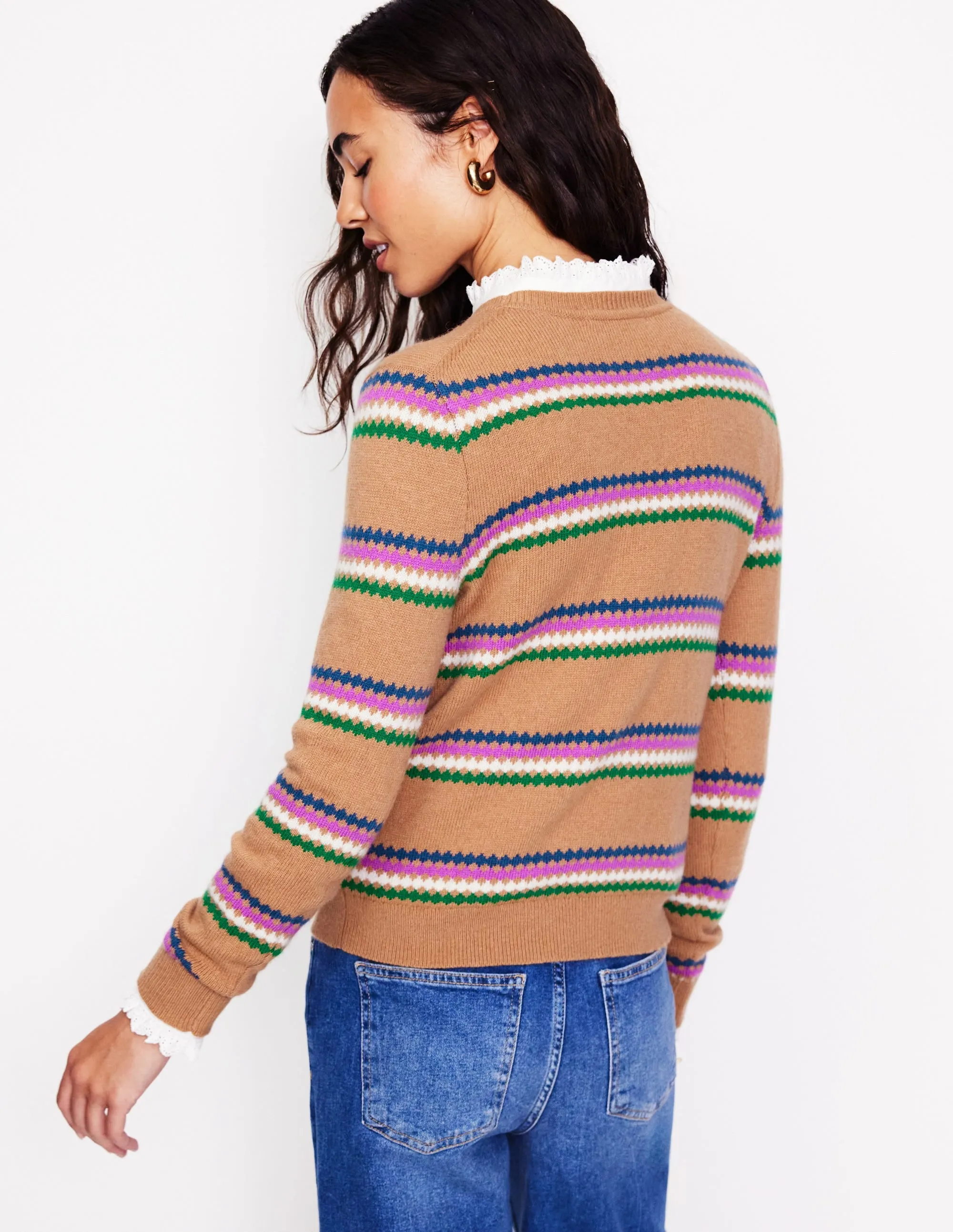 Edie Fair Isle Jumper-Camel Diamond