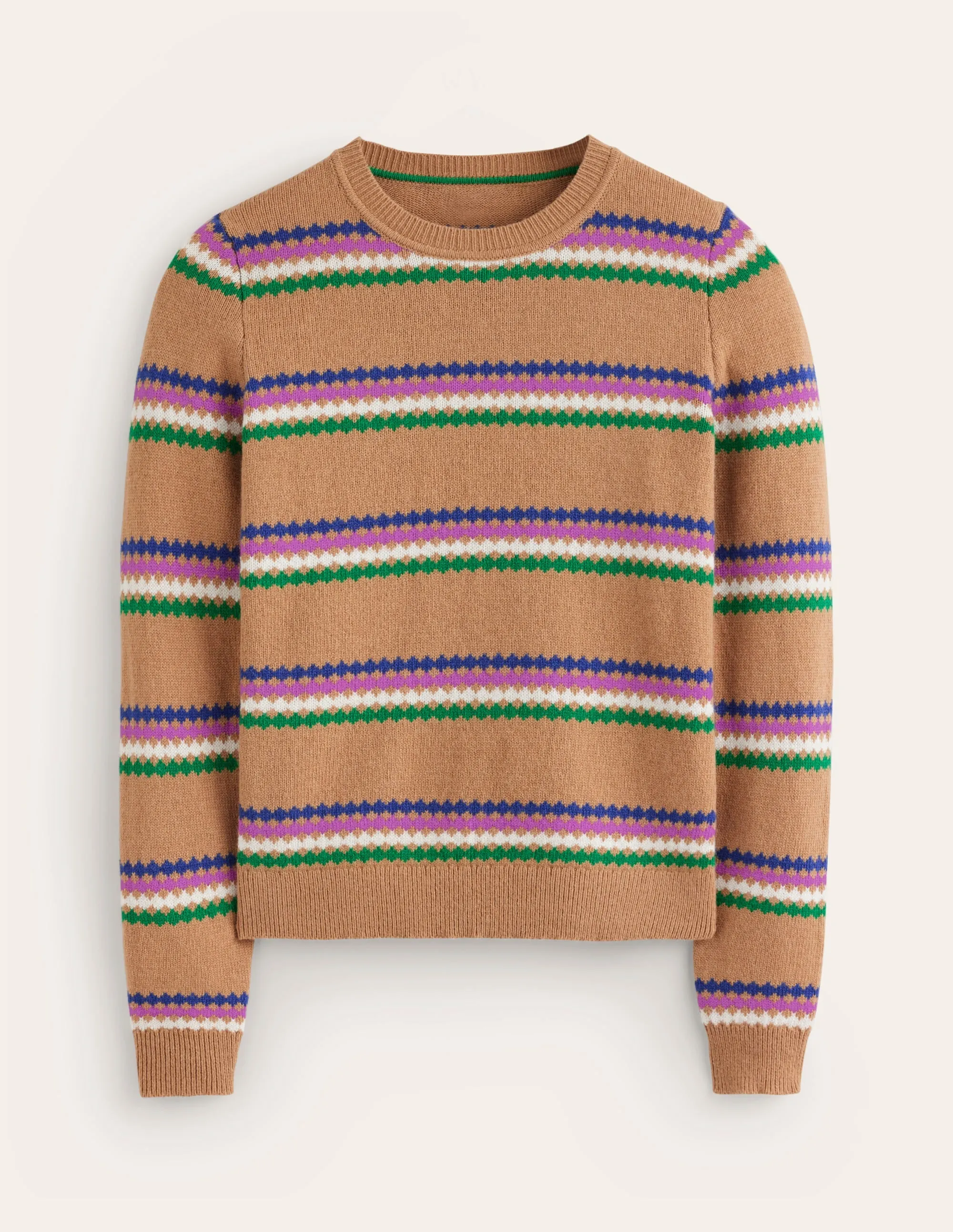 Edie Fair Isle Jumper-Camel Diamond