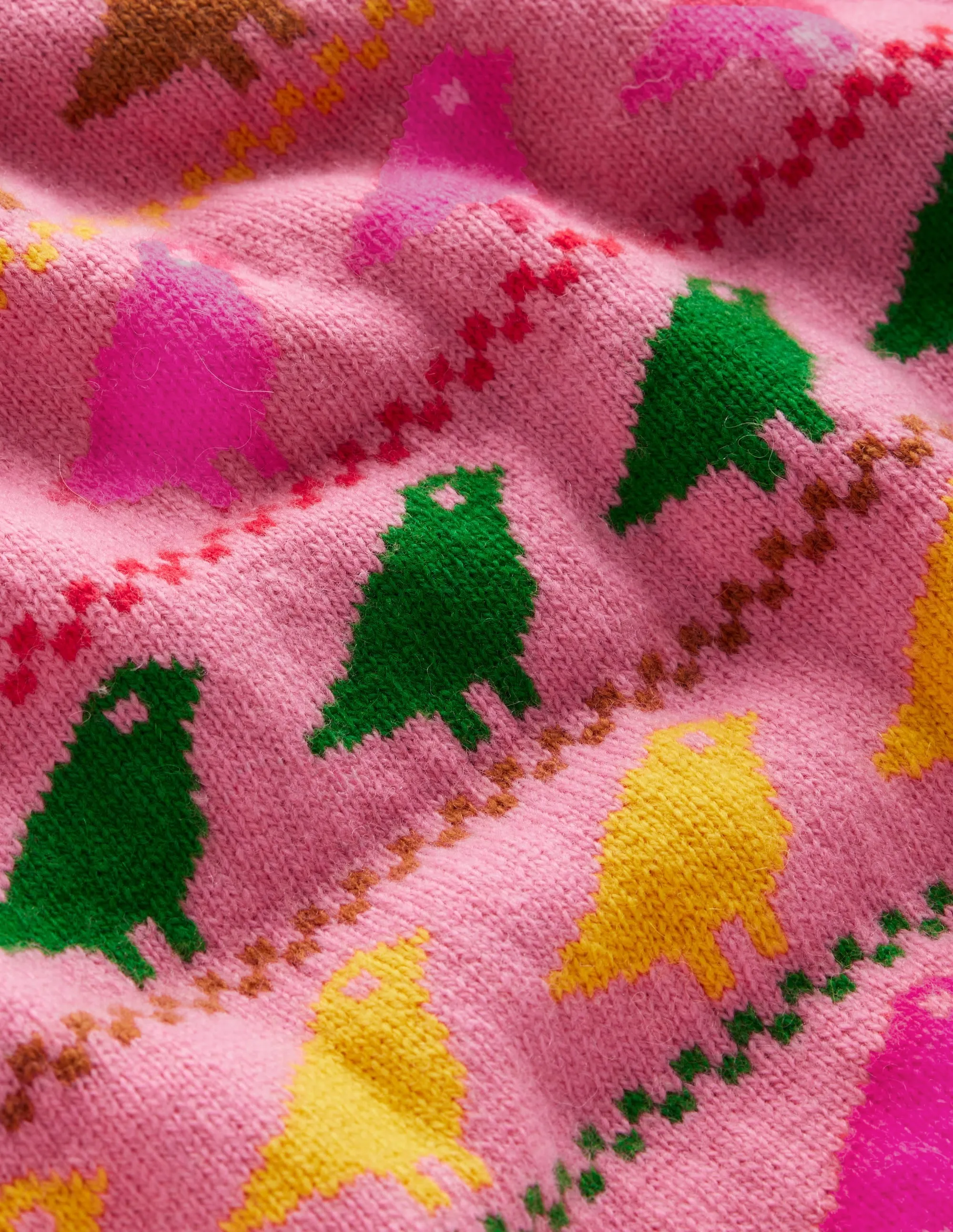 Edie Fair Isle Jumper-Pink Birds