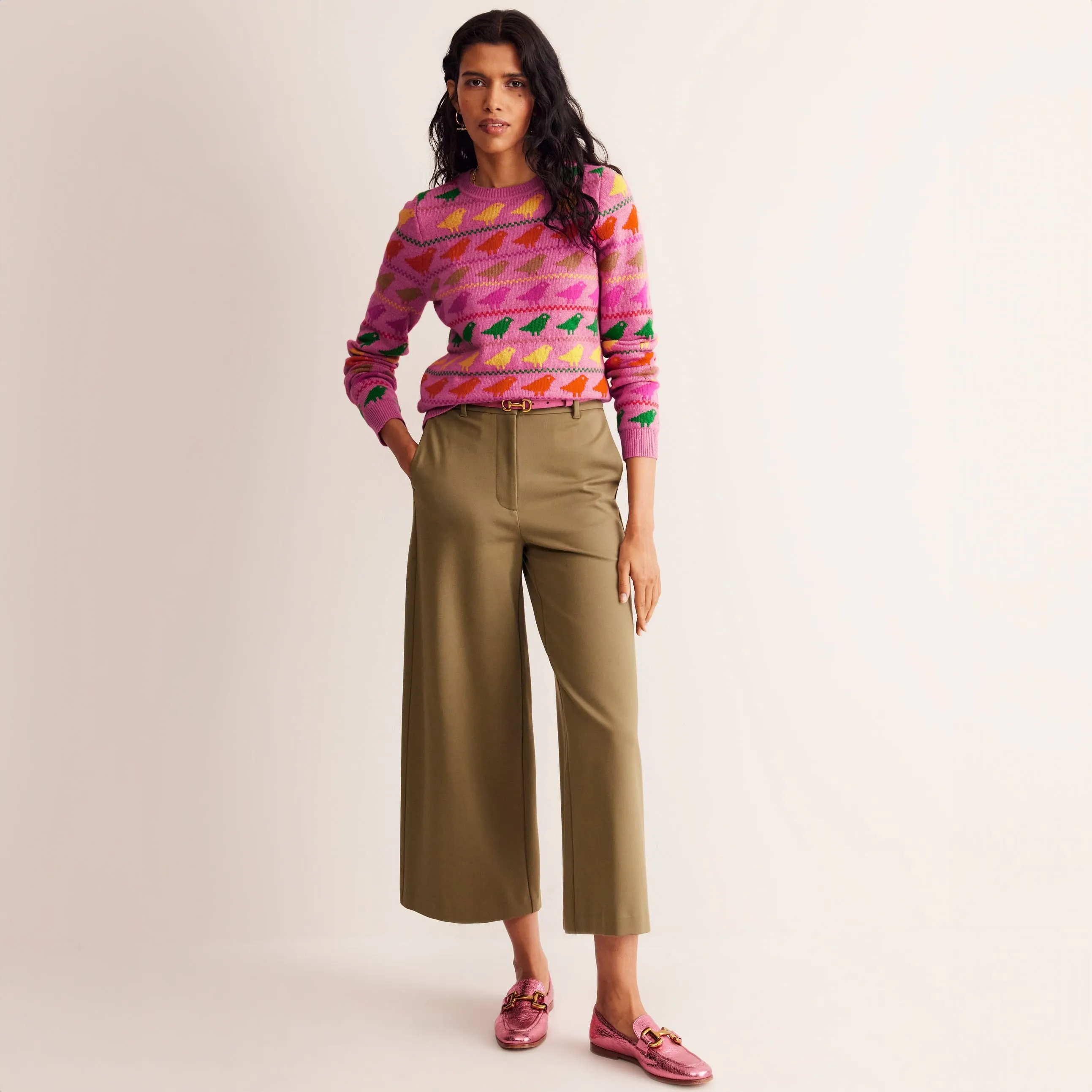 Edie Fair Isle Jumper-Pink Birds