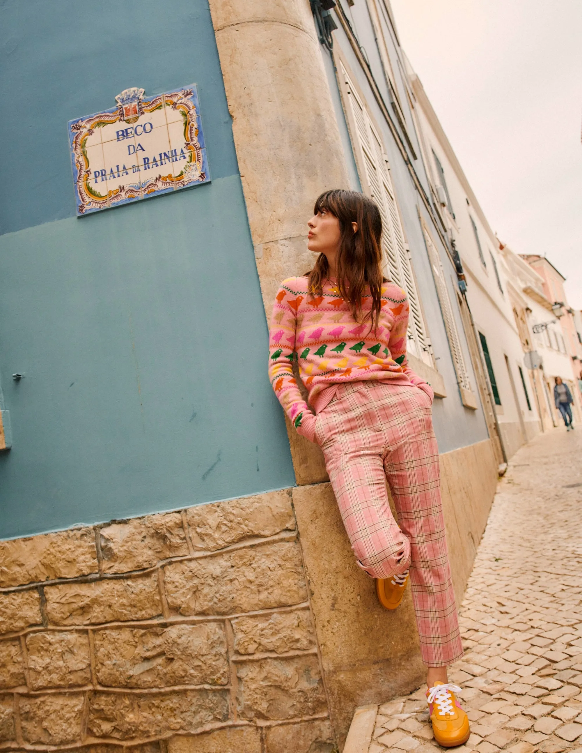 Edie Fair Isle Jumper-Pink Birds