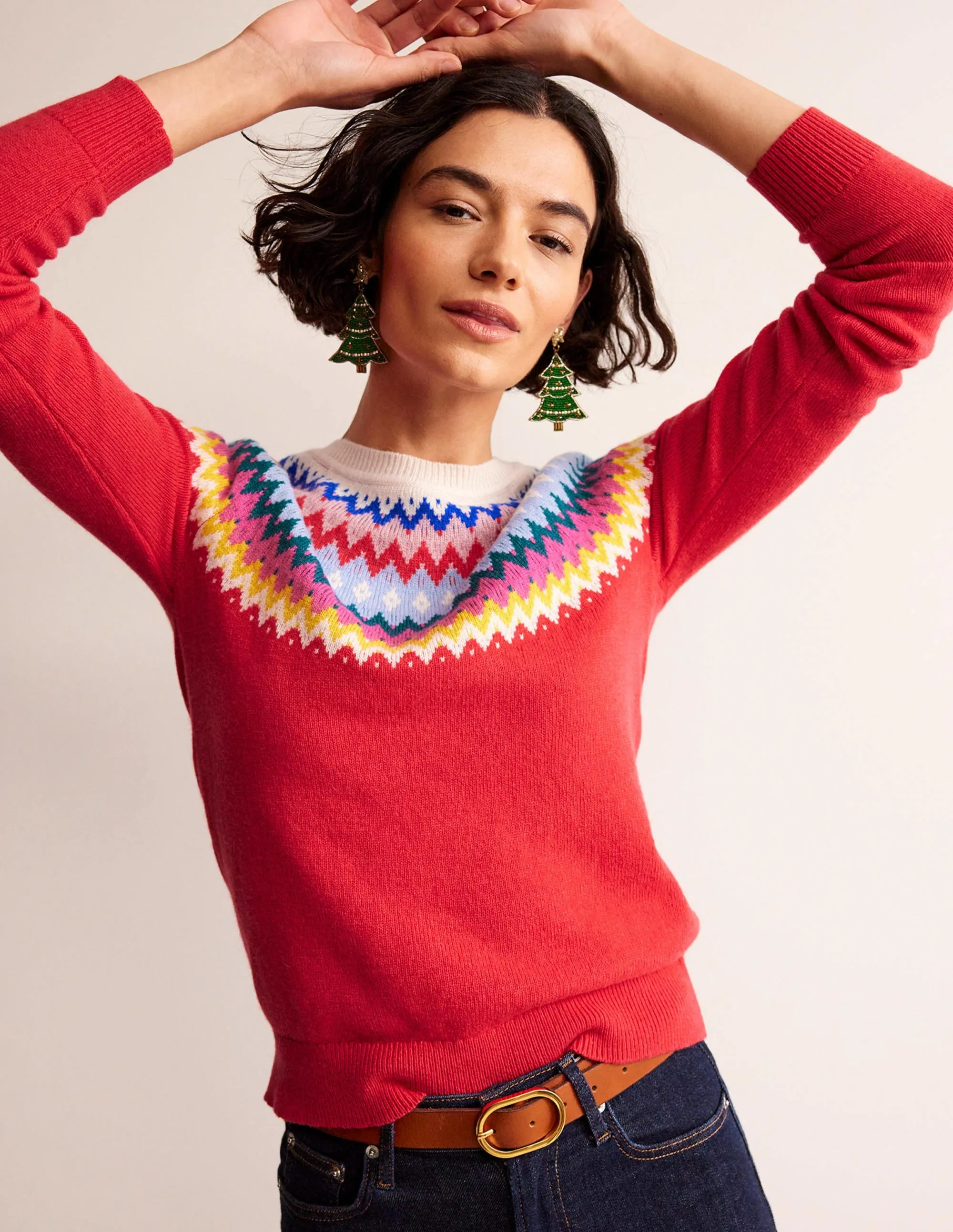 Edie Fair Isle Jumper-Poppy Red