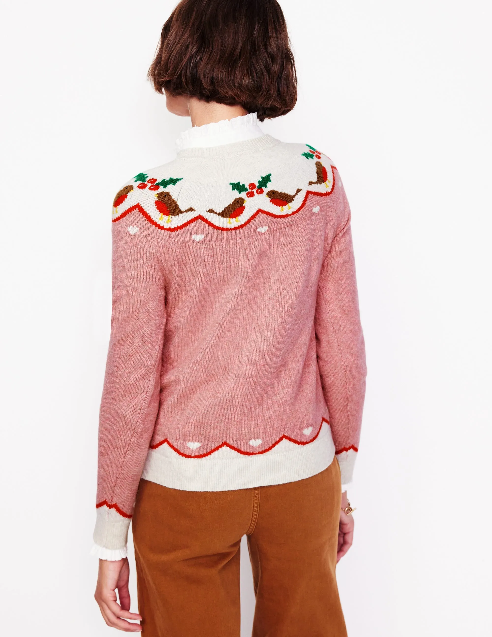 Edie Fair Isle Jumper-Quartz Pink, Robins