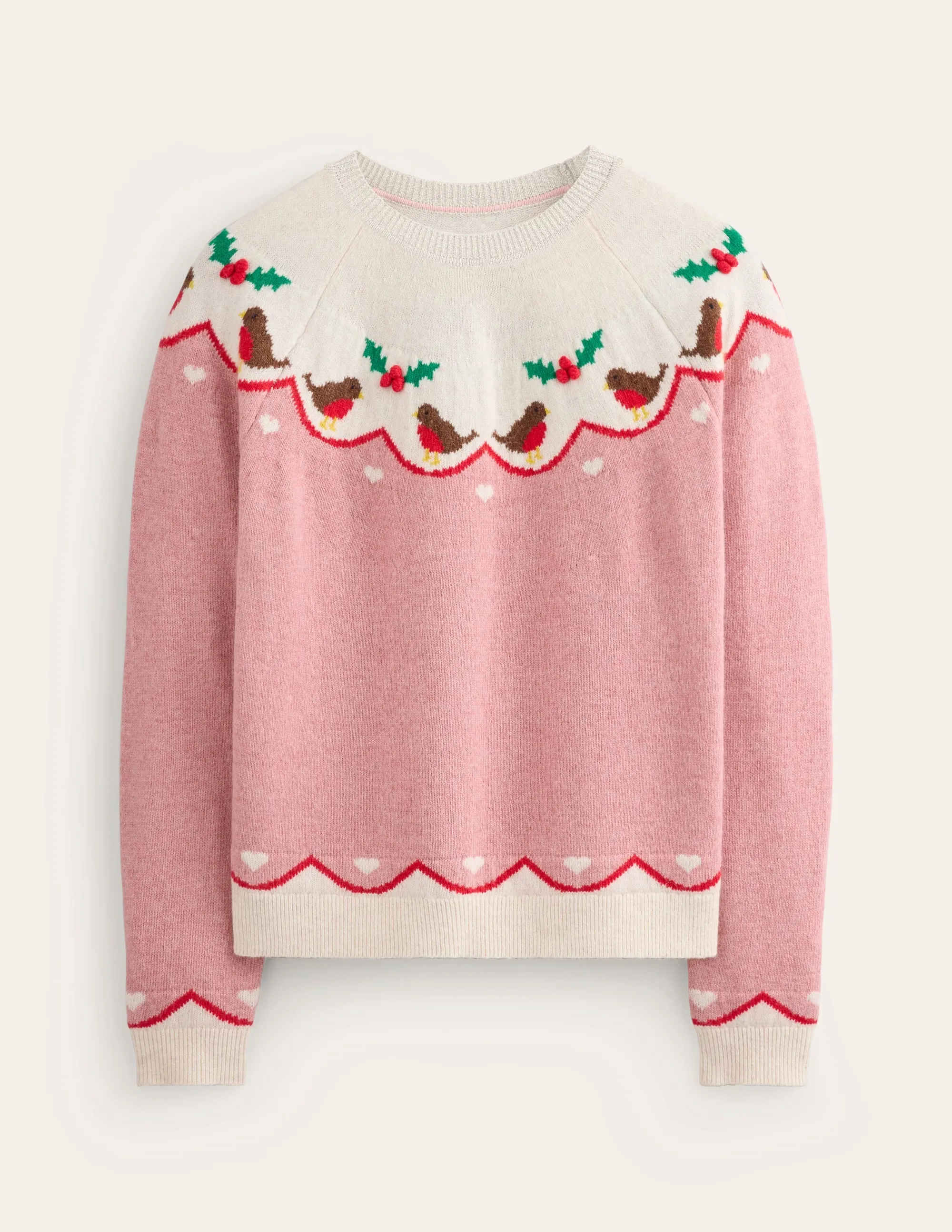 Edie Fair Isle Jumper-Quartz Pink, Robins
