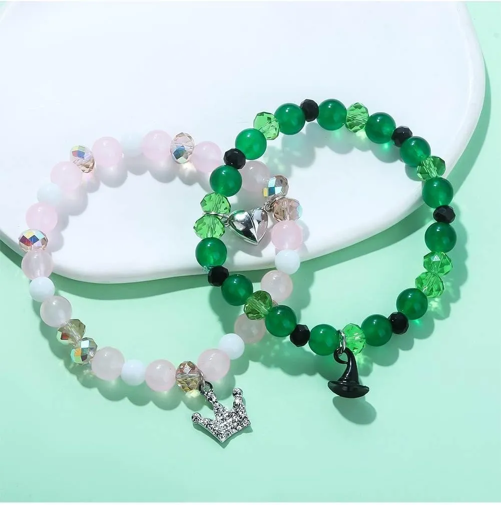 Elphaba Glinda Friendship Bracelets Elphaba Glinda Matching Crown Hat Bracelets Best Friends Neacklace for Women