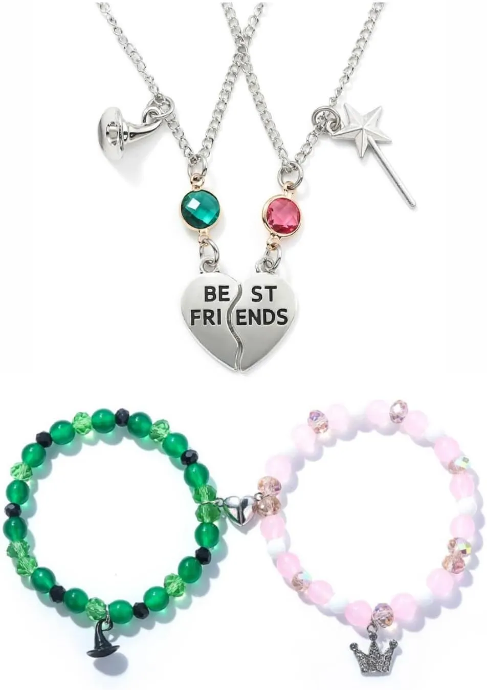 Elphaba Glinda Friendship Bracelets Elphaba Glinda Matching Crown Hat Bracelets Best Friends Neacklace for Women