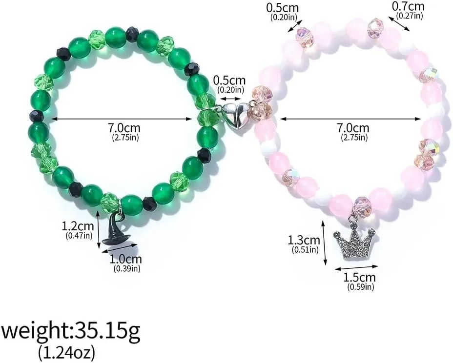 Elphaba Glinda Friendship Bracelets Elphaba Glinda Matching Crown Hat Bracelets Best Friends Neacklace for Women