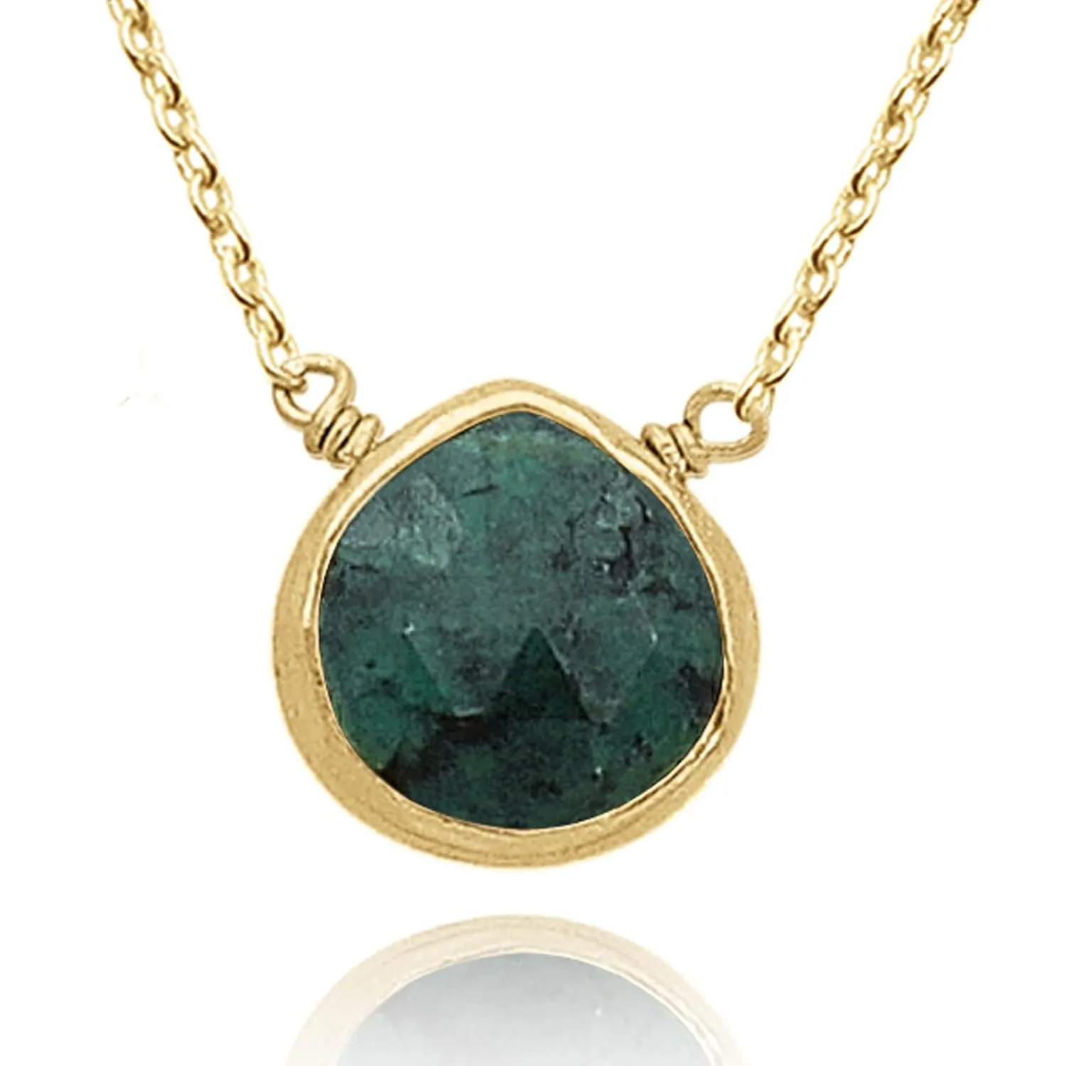 Emerald Necklace for Women, Premium Gold Heart Bezel Necklaces - Tarnish Free 18K Gold Plated Certified S925 Classic Statement Necklace Gold Jewelry for Women - Mothers Day Gifts for Mom Wife
