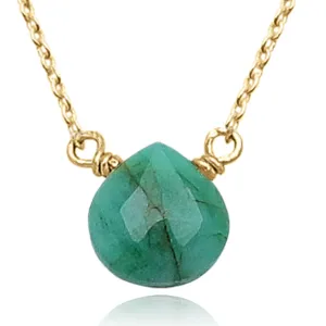 Emerald Necklace for Women, Premium Gold Heart Necklaces for Women - Tarnish Free 18K Gold Plated Certified S925 Classic Statement Necklace Gold Jewelry for Women - Mothers Day Gifts for Mom Wife