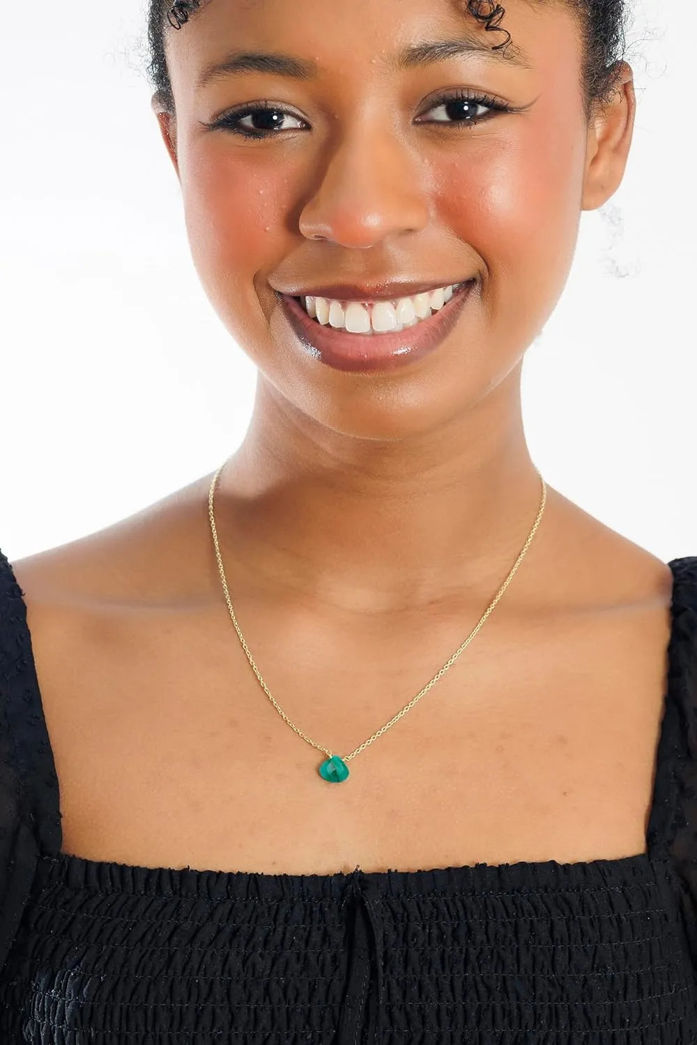 Emerald Necklace for Women, Premium Gold Heart Necklaces for Women - Tarnish Free 18K Gold Plated Certified S925 Classic Statement Necklace Gold Jewelry for Women - Mothers Day Gifts for Mom Wife