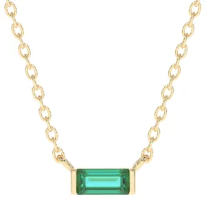 Emerald Necklace for Women, Premium Gold Minimalist Rectangle Necklaces - Tarnish Free 18K Gold Plated Certified S925 Classic Statement Necklace Gold Jewelry for Women - Mothers Day Gifts for Mom Wife