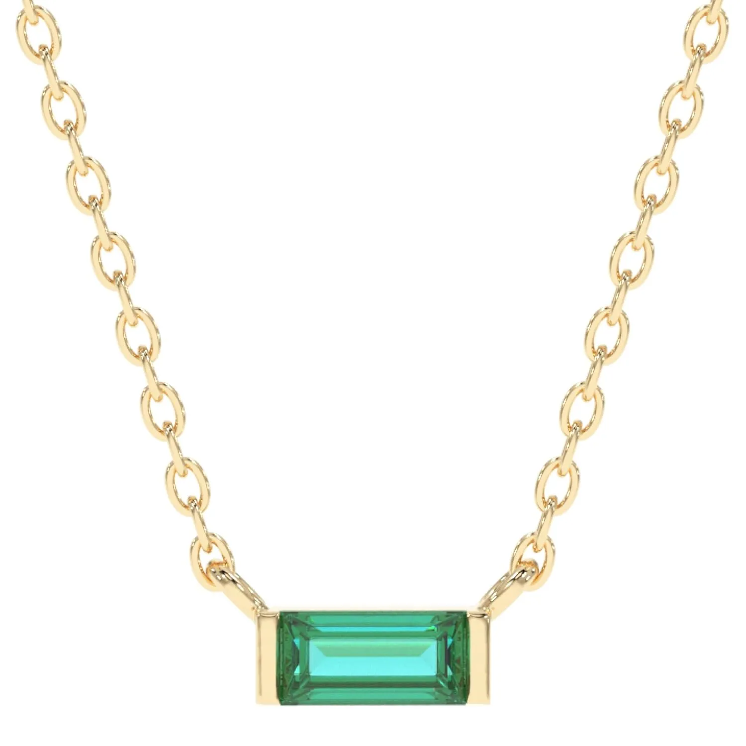 Emerald Necklace for Women, Premium Gold Minimalist Rectangle Necklaces - Tarnish Free 18K Gold Plated Certified S925 Classic Statement Necklace Gold Jewelry for Women - Mothers Day Gifts for Mom Wife