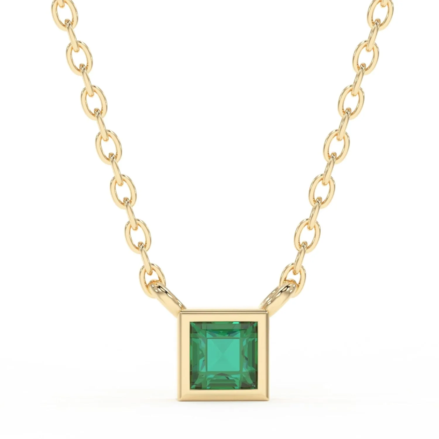 Emerald Necklace for Women, Premium Gold Minimalist Square Necklaces - Tarnish Free 18K Gold Plated Certified S925 Classic Statement Necklace Gold Jewelry for Women - Mothers Day Gifts for Mom Wife