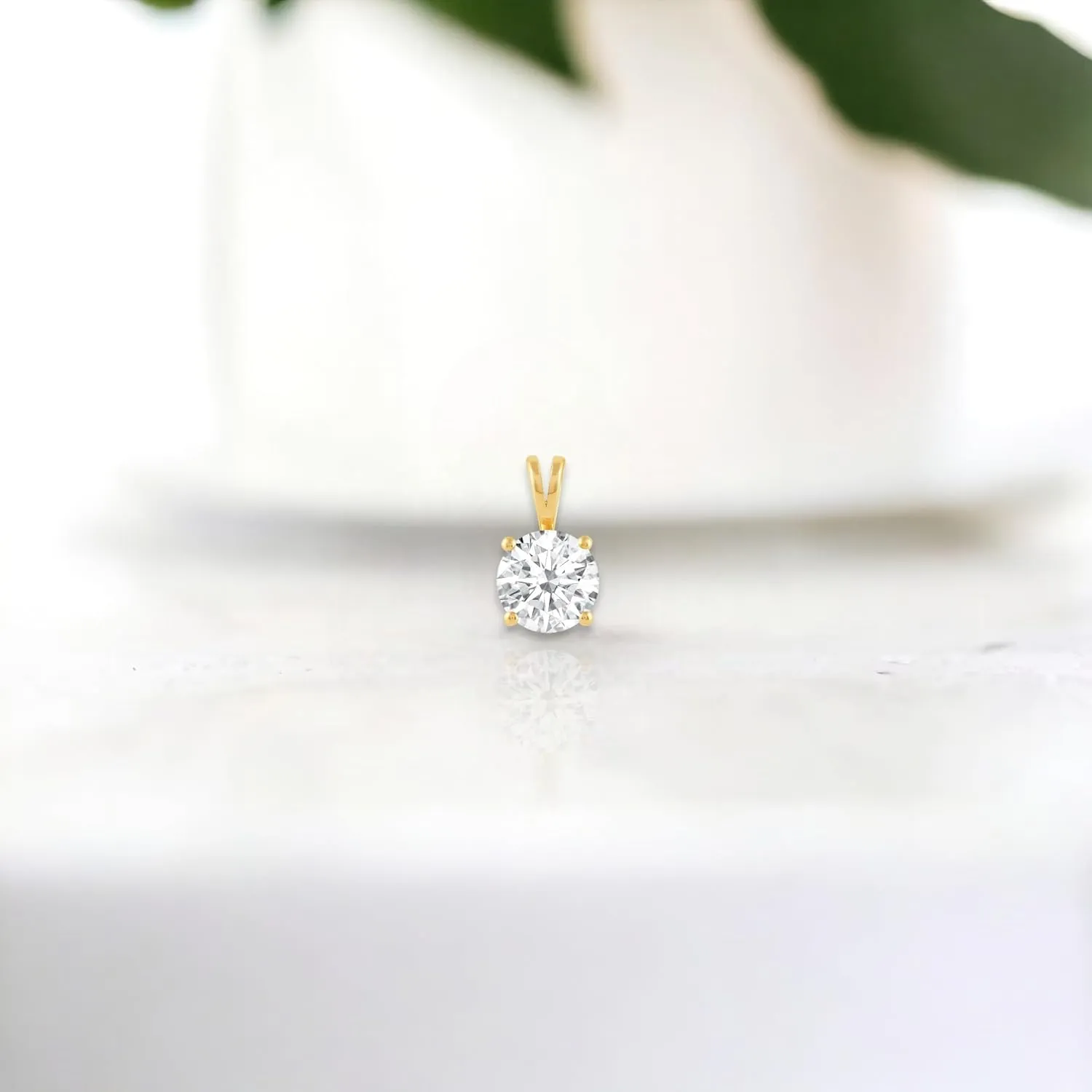 Everyday Elegance Solid 14K Gold Cubic Zirconia Solitaire Pendant Necklace for Women Heart, Princess, Round, Oval, Emerald, Pear & Cushion Cut 1 or 2 CTW | .60mm Thick 16" 18" Length Box Link Chain
