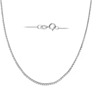 Everyday Elegance Solid 14K White, Yellow or Rose Gold Box Link Chain Necklace for Women Square Box Design| Spring Ring Clasp | 0.6mm or 1.0mm Thickness | 14, 16, 18, 20, 22 Inch Lengths With Gift Box