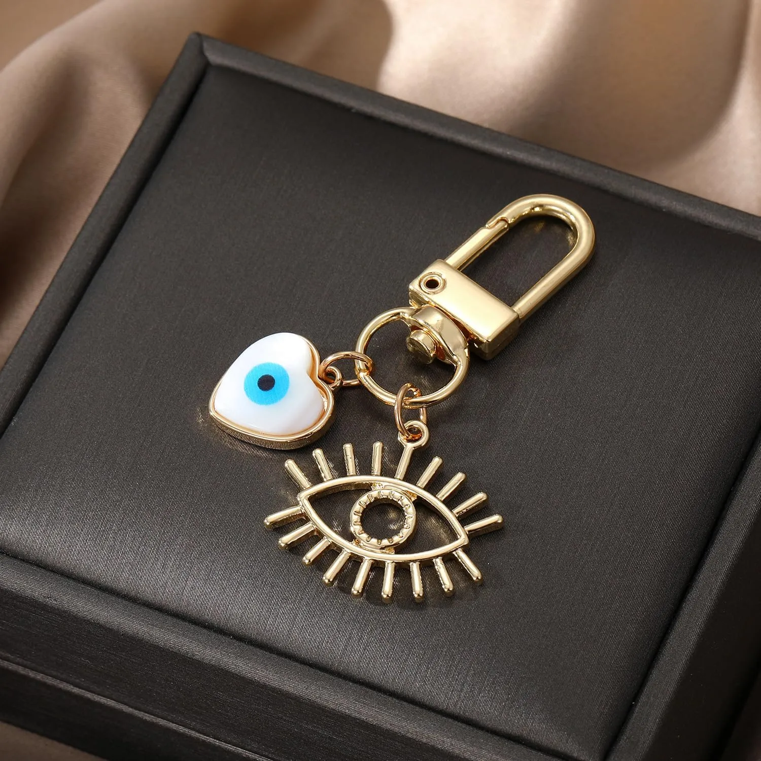 Evil Eye Keychains Hamsa Hand Fatima Bag Purse Keychain Good Luck Amulet Protection Charm Keyrings for Women