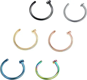 Fake Nose Ring Piercing Jewelry 20g 18g Diameter 8mm and 10mm C Shape Fake Nose Ring Hoop Fake Septum Nose Rings Bundle