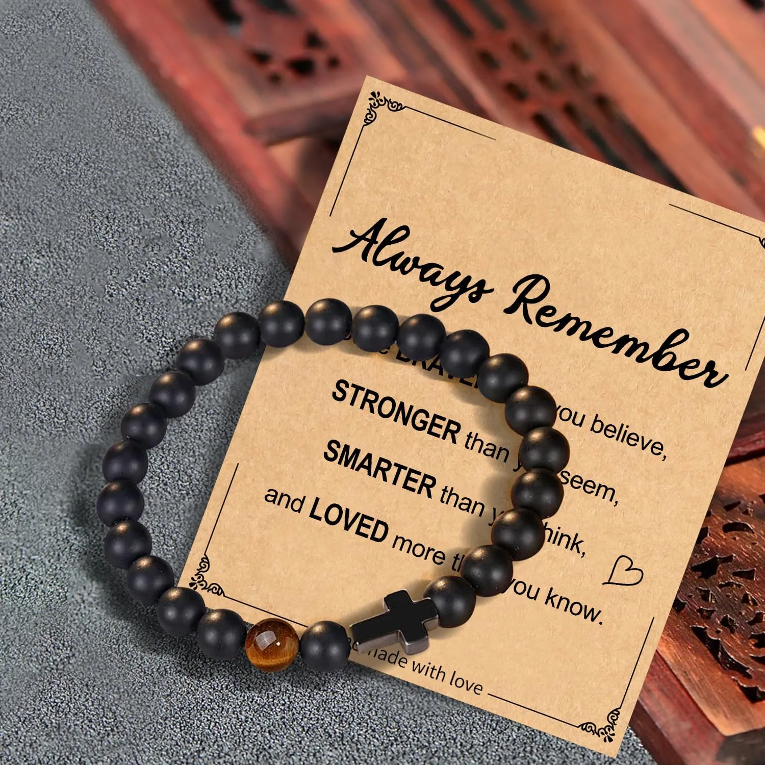 Father's Day Christian Gifts for Men Dad, Baptism Religious Cross Bracelet for Man Him Son Grandson Dad Father Brother Godfather Grandfather Grandpa Husband, Inspirational Faith Based Jesus Bracelets