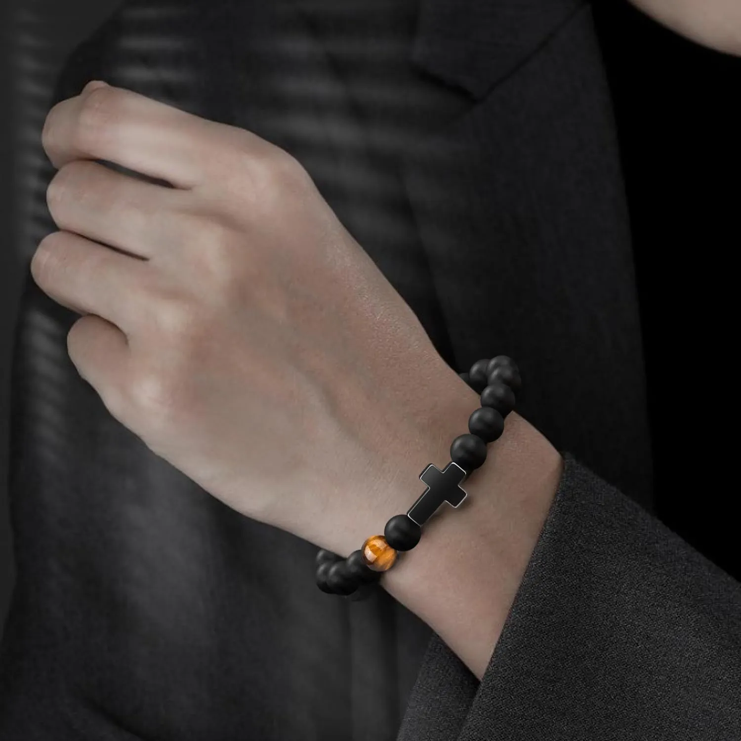 Father's Day Christian Gifts for Men Dad, Baptism Religious Cross Bracelet for Man Him Son Grandson Dad Father Brother Godfather Grandfather Grandpa Husband, Inspirational Faith Based Jesus Bracelets