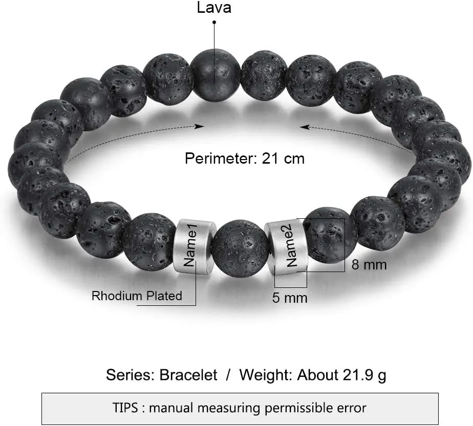 Father's Day Gifts for Dad Personalized Beads Bracelets for Men Chakra Stone Bracelets Custom Initial Name Bracelet Mens Malachite Tiger Eye Lava Stone Bracelet Gifts for Him