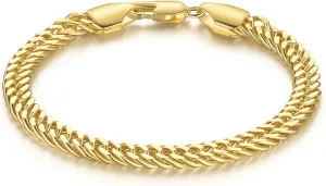 FEGER Gold Cuban Link Chain Bracelets for Men and Women Elegant Versatile Bracelet Gift for Women and Men(6.5-8.5 Inches)