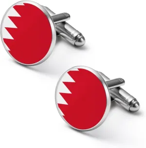 Flag of Bahrain Cufflinks Cuff Links for Men, Shirt Buttons Cuff Links Set Accessories 1.7cm