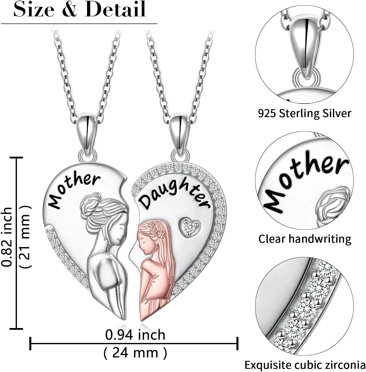 FLYOW Mothers Day Gifts for Women, Sterling Silver Mom Nana Grandma Heart Necklace, Birthday Mothers Day Jewelry Gifts for Mom Grandma Wife from Daughter Son