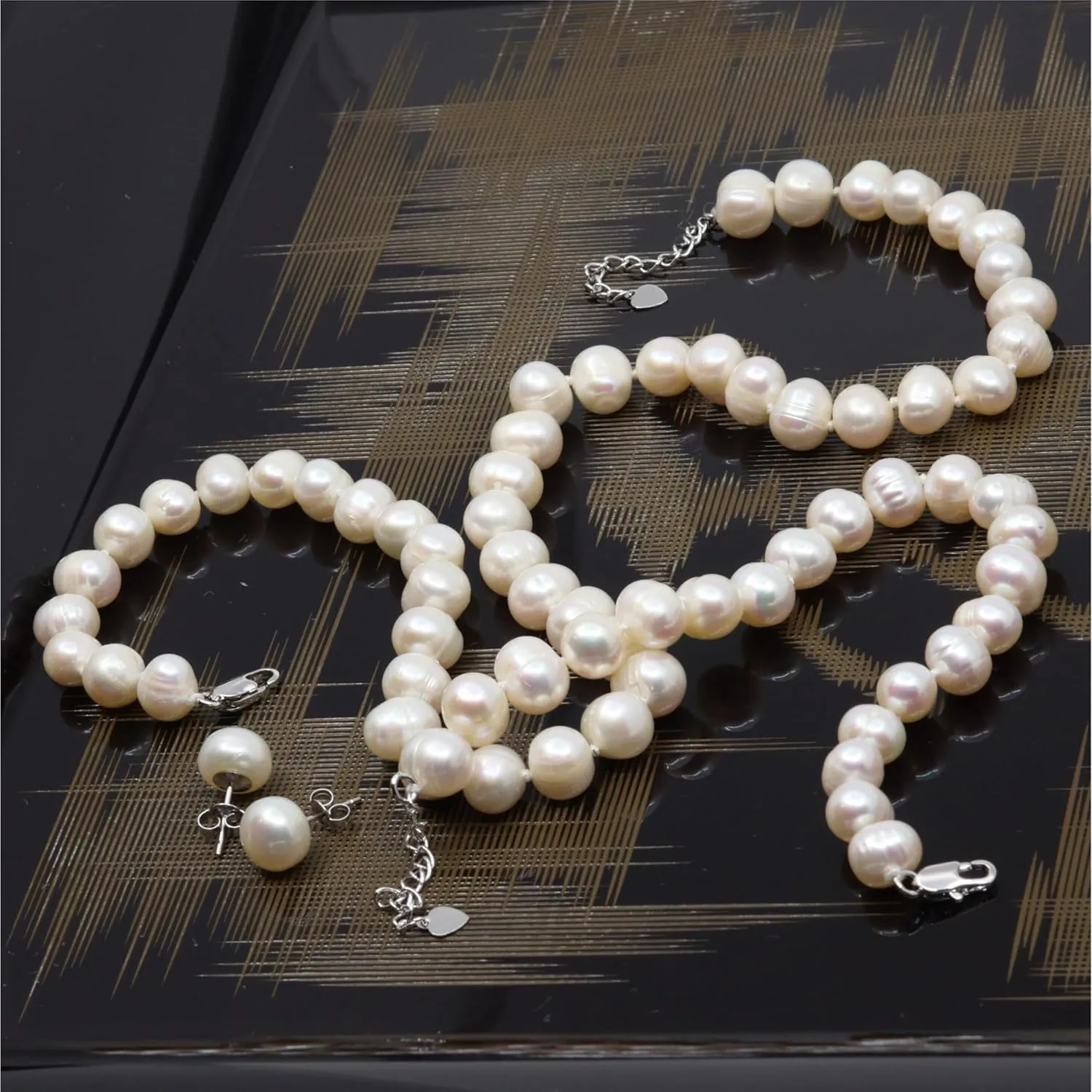 Freshwater Cultured Pearl Jewelry Collection  Classic Cream White, Black, Pink, or Lavender Pearls  Elegant Endless Long Necklace or Matching Necklace, Bracelet, and Earrings SetTimeless Gift for Any Occasion