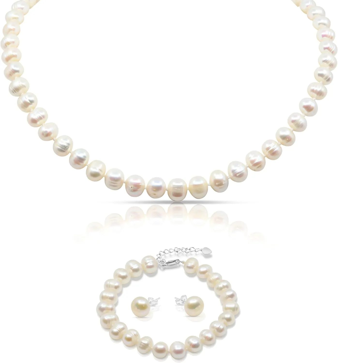 Freshwater Cultured Pearl Jewelry Collection  Classic Cream White, Black, Pink, or Lavender Pearls  Elegant Endless Long Necklace or Matching Necklace, Bracelet, and Earrings SetTimeless Gift for Any Occasion