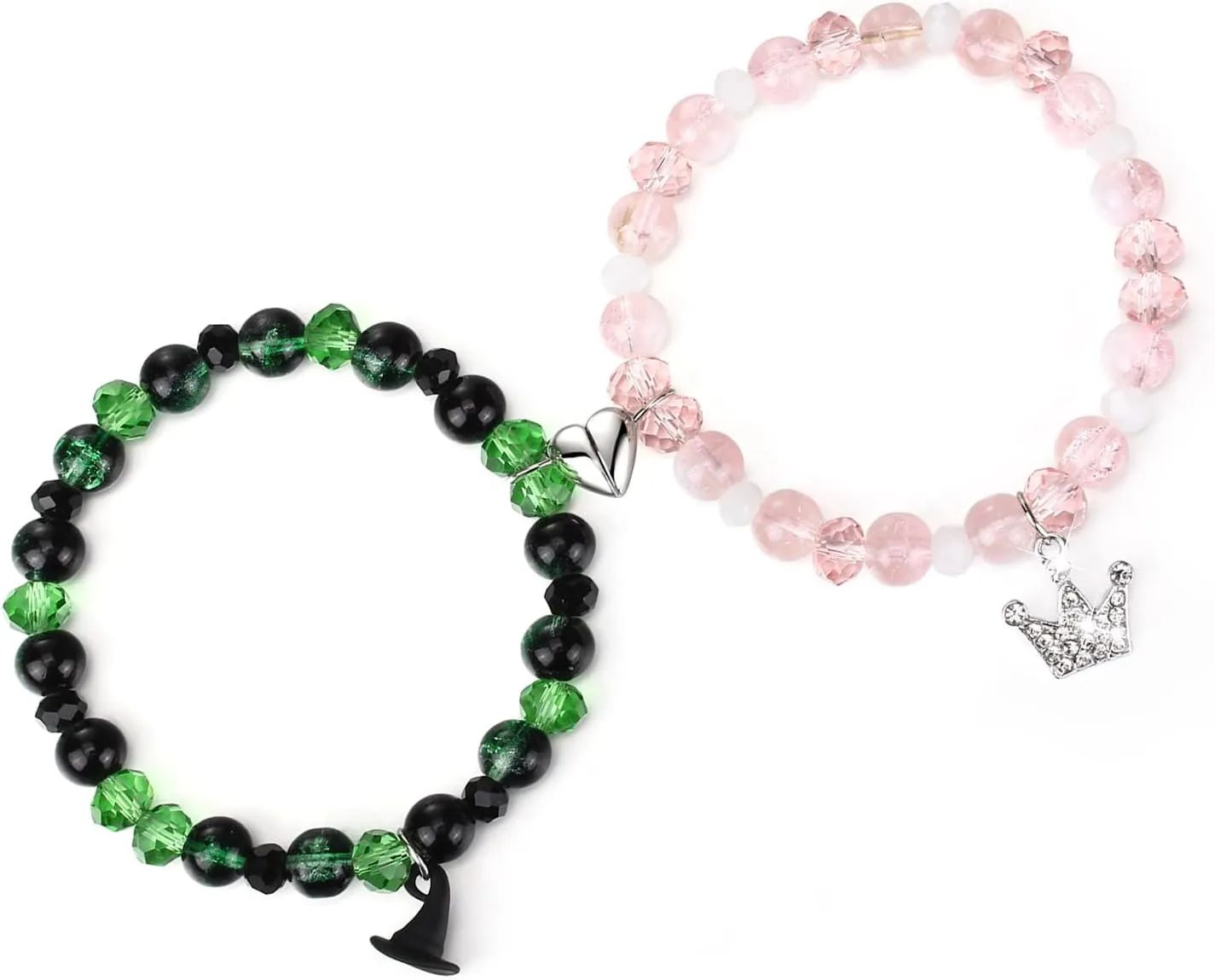 Friendship Matching Bracelets for Couples - Best Friend Bracelets Couples Bracelets Crown Witch Hat Charm Love Bracelet Heart Beaded Bracelet for Women Men Jewelry Mother's Day Gift