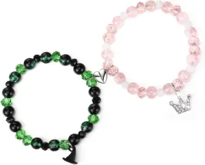 Friendship Matching Bracelets for Couples - Best Friend Bracelets Couples Bracelets Crown Witch Hat Charm Love Bracelet Heart Beaded Bracelet for Women Men Jewelry Mother's Day Gift