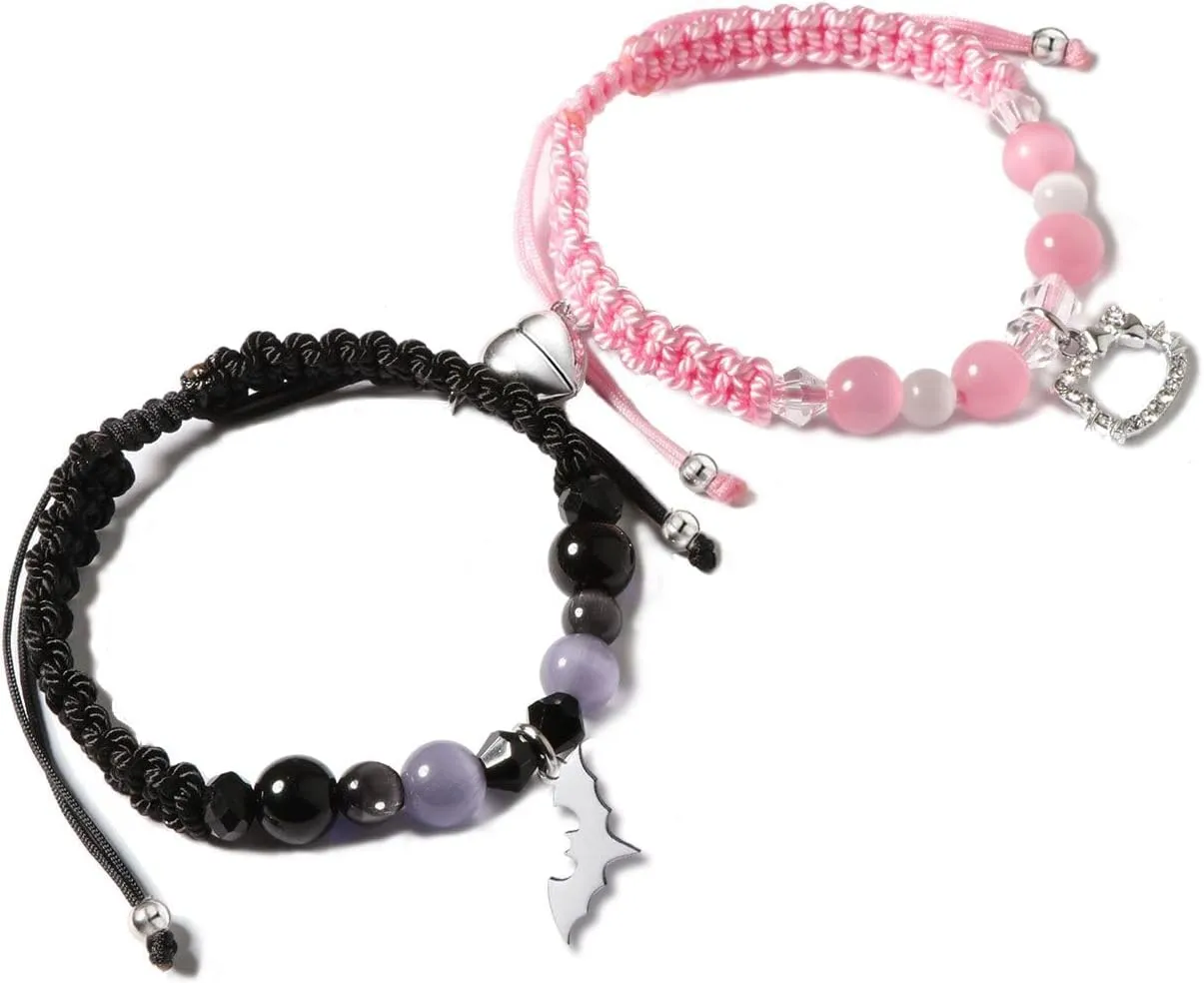 Friendship/Couples Bracelets Set, Birthday Valentine's Day Jewelry Gifts for BF GF Daughter Sister Bestie,Spider Kitty Gwen Matching Bracelet for Couples Best Friend