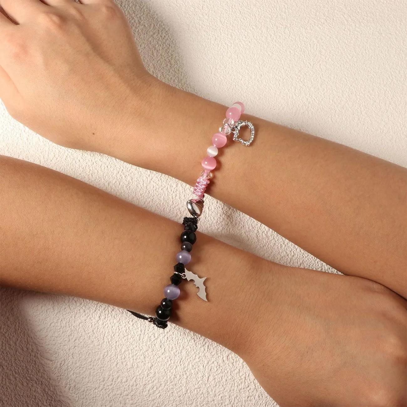 Friendship/Couples Bracelets Set, Birthday Valentine's Day Jewelry Gifts for BF GF Daughter Sister Bestie,Spider Kitty Gwen Matching Bracelet for Couples Best Friend
