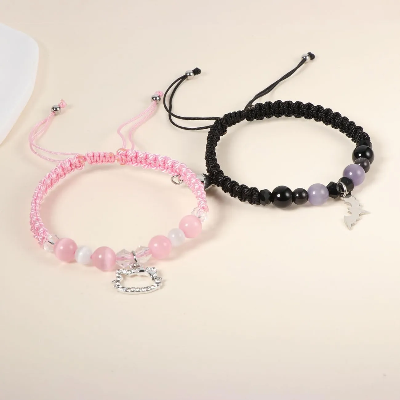 Friendship/Couples Bracelets Set, Birthday Valentine's Day Jewelry Gifts for BF GF Daughter Sister Bestie,Spider Kitty Gwen Matching Bracelet for Couples Best Friend