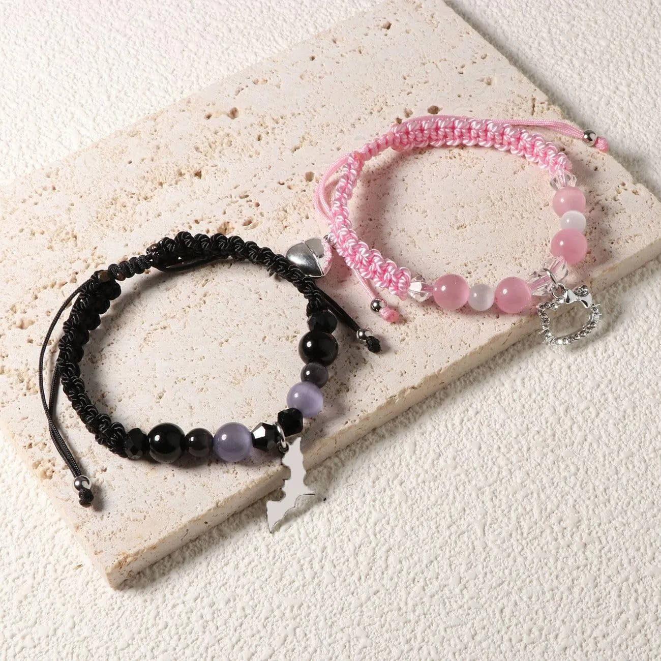 Friendship/Couples Bracelets Set, Birthday Valentine's Day Jewelry Gifts for BF GF Daughter Sister Bestie,Spider Kitty Gwen Matching Bracelet for Couples Best Friend