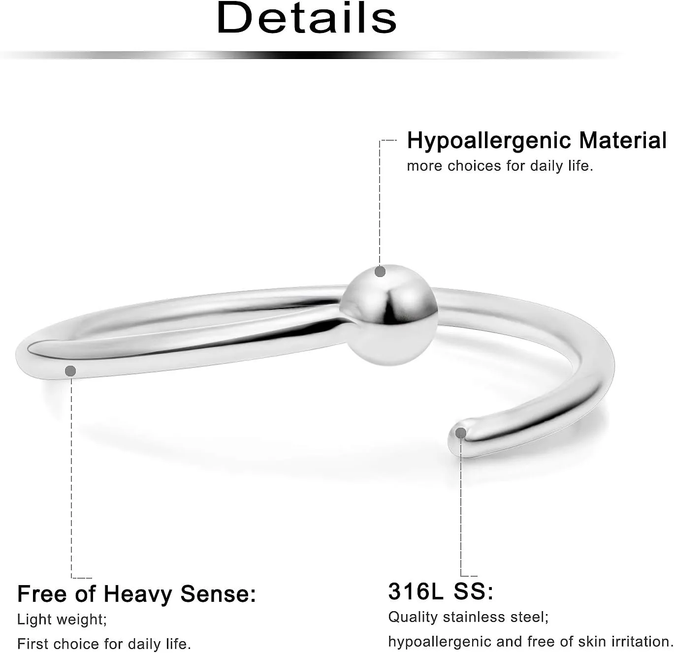 Ftovosyo 20G 40PCS Labret Nipple Lip Rings Nose Hoops Horseshoe Barbell Eyebrow Studs Septum Tragus Cartilage 316 Surgical Steel Jewelry Piercing Kit BCR CBR