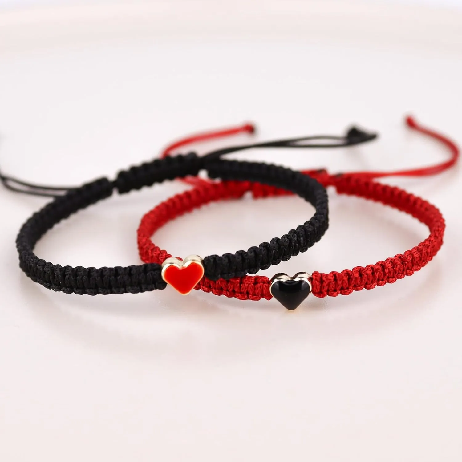 Fuqimanman2020 1 Pair Love Heart Beaded Matching Bracelets Colorful Rope Adjustable for Him and Her Couples Matching Friendship Long Distance Promise BFF Jewelry