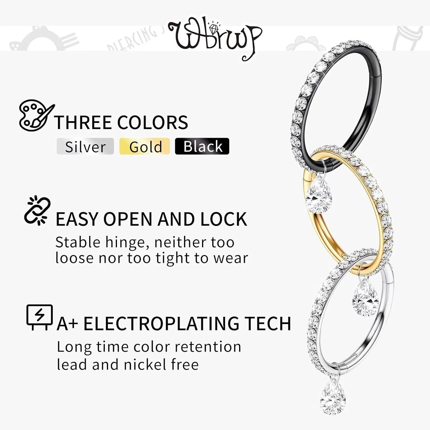 G23 Titanium Cartilage Earring Hoop: 16G 8mm 10mm 12mm Conch Helix Piercing Jewelry CZ Double/Triple Nose Rings Hoops Septum Rings Hypoallergenic Hinged Segment Clicker Lip Rings Rook Daith Tragus Earrings