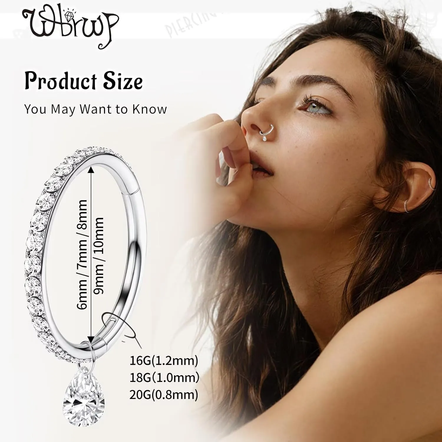 G23 Titanium Cartilage Earring Hoop: 16G 8mm 10mm 12mm Conch Helix Piercing Jewelry CZ Double/Triple Nose Rings Hoops Septum Rings Hypoallergenic Hinged Segment Clicker Lip Rings Rook Daith Tragus Earrings