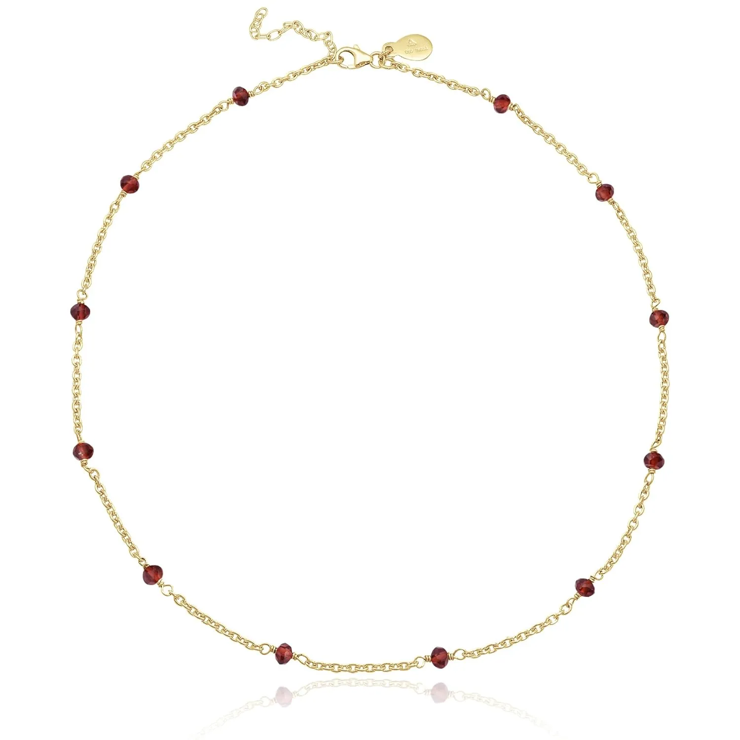 Garnet Necklace for Women, Premium Beaded Gold Necklaces for Women - Tarnish Free 18K Gold Plated Certified S925 Classic Statement Necklace Gold Jewelry for Women - Mothers Day Gifts for Mom Wife