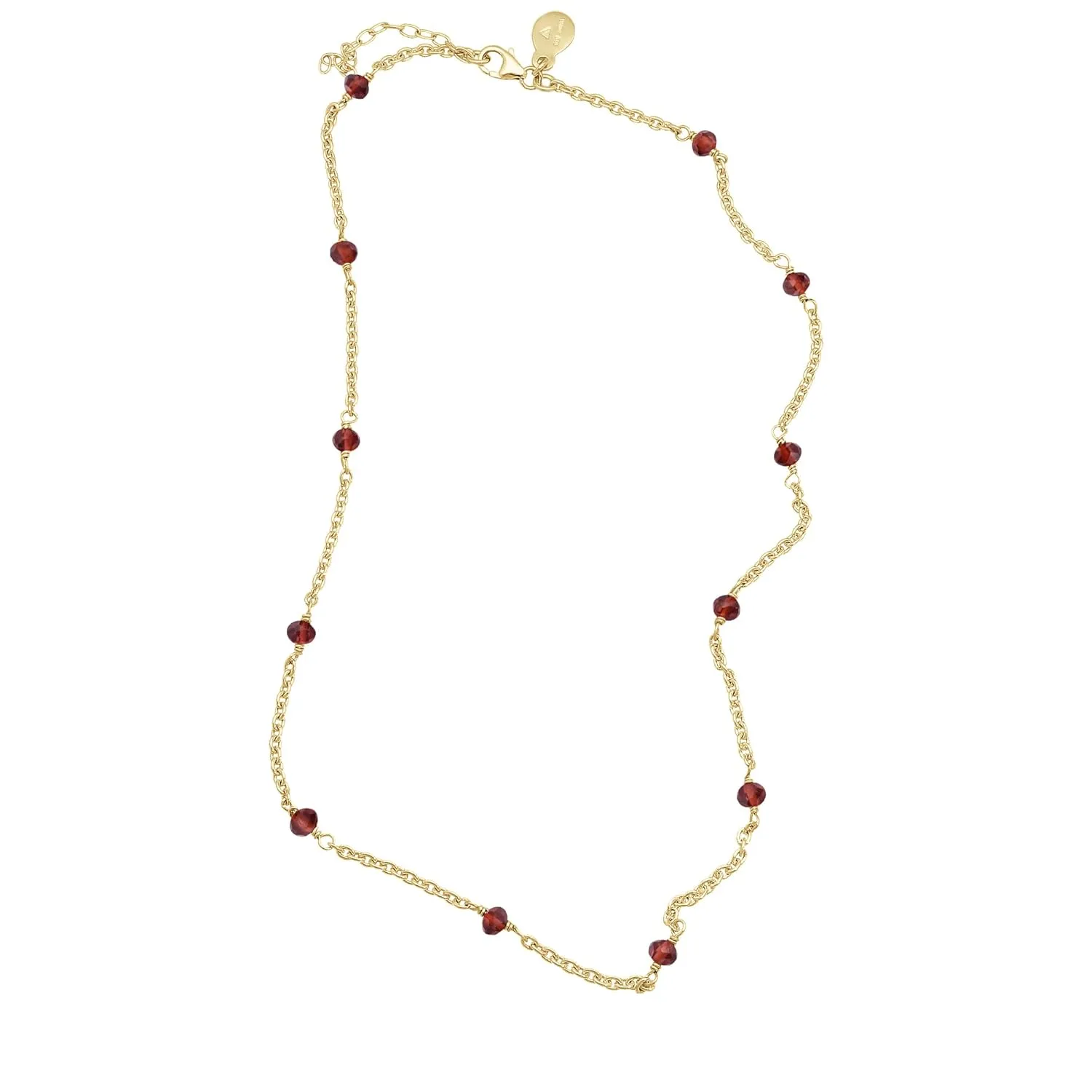 Garnet Necklace for Women, Premium Beaded Gold Necklaces for Women - Tarnish Free 18K Gold Plated Certified S925 Classic Statement Necklace Gold Jewelry for Women - Mothers Day Gifts for Mom Wife