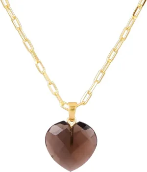 Gempires Gemstone Faceted Heart Necklace Yellow Gold Plated Adjustable Paperclip Chain Elegant Layered Jewelry Healing Crystal Necklaces the Best Women Gifts