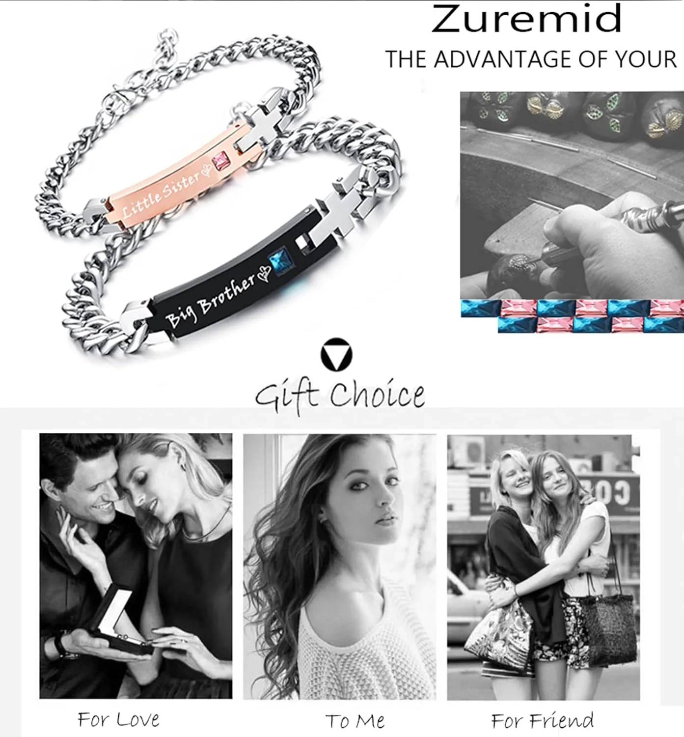 Gift for Lover His and Hers Personalized Engraved Couples Bracelets for Women Men Matching Set Anniversary Promise Valentine's Gifts