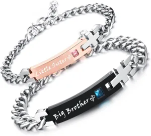 Gift for Lover His and Hers Personalized Engraved Couples Bracelets for Women Men Matching Set Anniversary Promise Valentine's Gifts