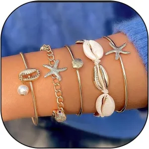 GIGB PBDK Gold Shell Bracelet for Women, Boho Layered Beaded Bracelets Pearls Conch Starfish Bangles Sets Beach Bracelets Jewelry Gifts for Women