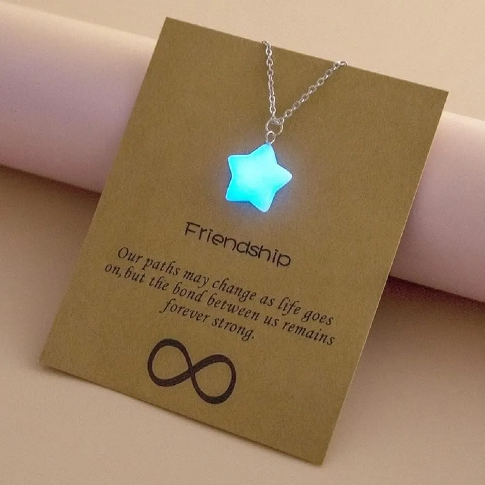 Glow in The Dark Crystal Pendant, Luminous Hexagonal Moonstone, Fluorescent Stone, Glowing Gemstone Cross Crystal Charms for Five-Pointed Star Necklace