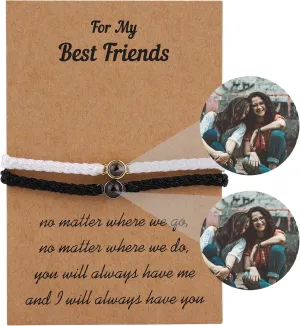 Godchoices Custom Photo Bracelet Personalized Photo Projection Bracelet Best Friends Friendship Circle Photo Bracelets Matching Couple Picture Bracelet Bff Bracelets Distance Bracelets for Women Men