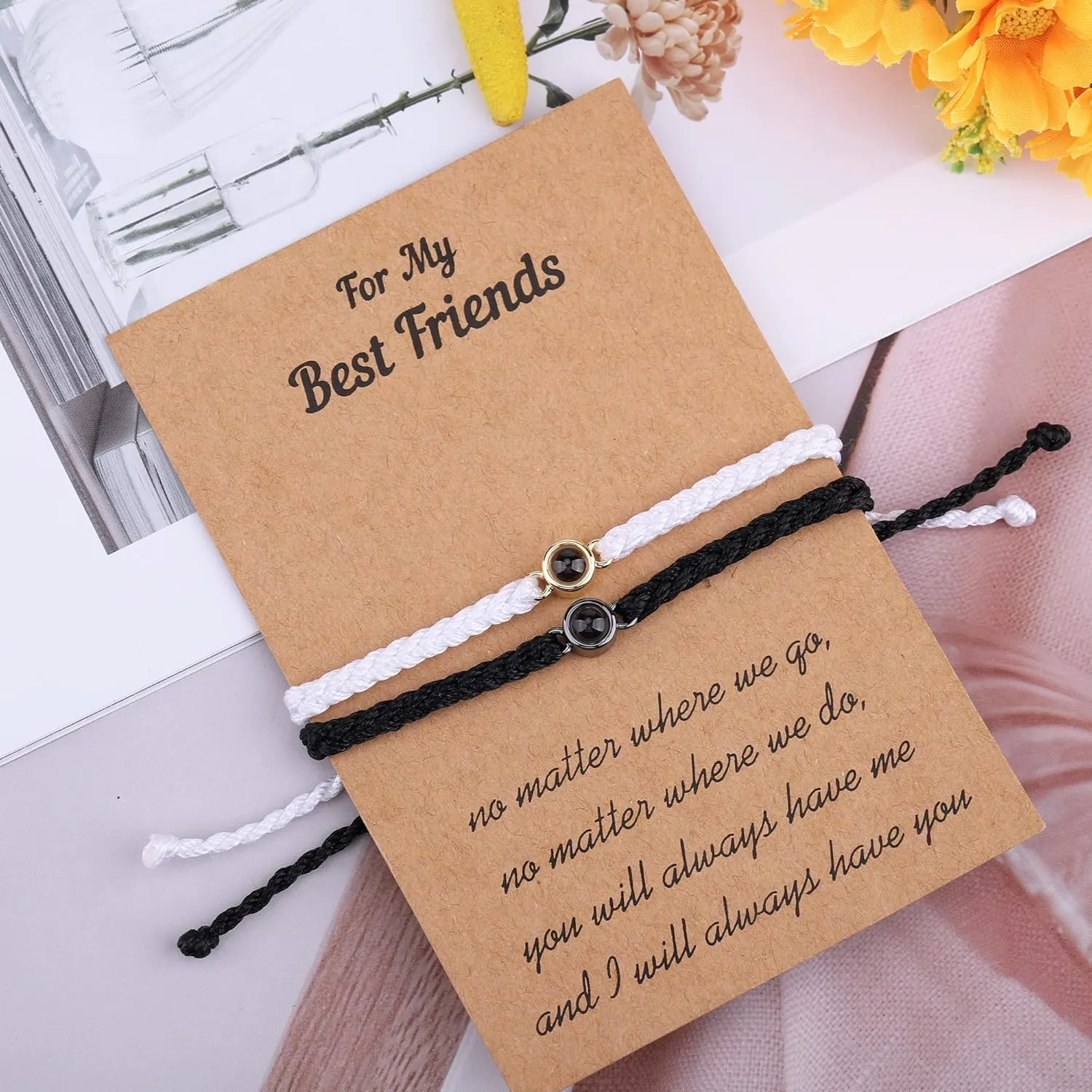 Godchoices Custom Photo Bracelet Personalized Photo Projection Bracelet Best Friends Friendship Circle Photo Bracelets Matching Couple Picture Bracelet Bff Bracelets Distance Bracelets for Women Men